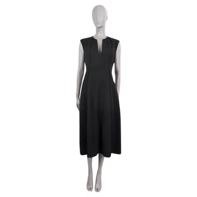 Pre-owned Jil Sander Black Viscose Silk Linen Sleeveless Midi Dress 36 S