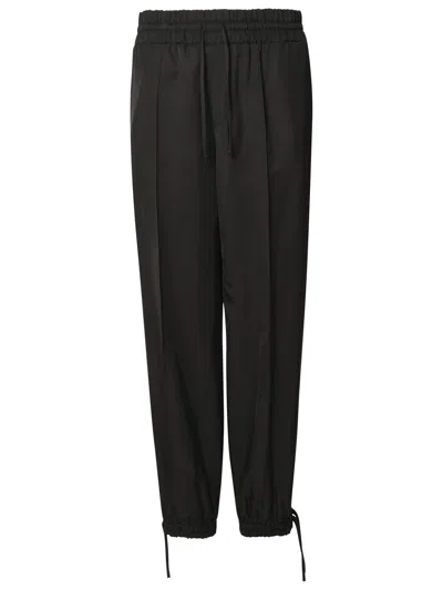 JIL SANDER BLACK VISCOSE TROUSERS