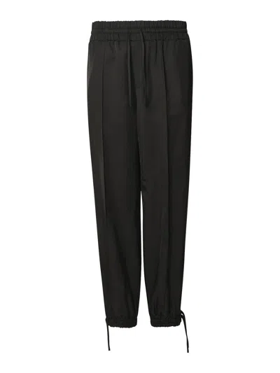 JIL SANDER BLACK VISCOSE TROUSERS