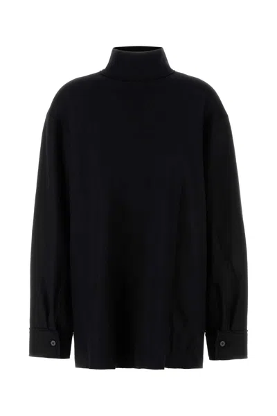 JIL SANDER JIL SANDER BLACK WOOL BLEND BLOUSE