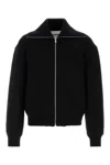 Jil Sander Black Wool Sweather With Zip Up Element In Black