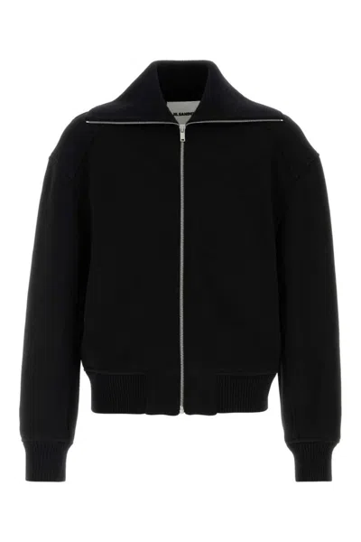 Jil Sander Black Wool Blend Bomber Jacket