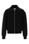 Jil Sander Black Wool Sweather With Zip Up Element In Black