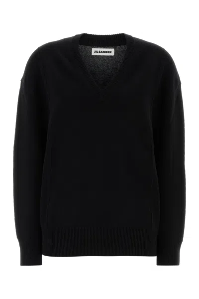 JIL SANDER JIL SANDER BLACK WOOL BLEND OVERSIZE SWEATER