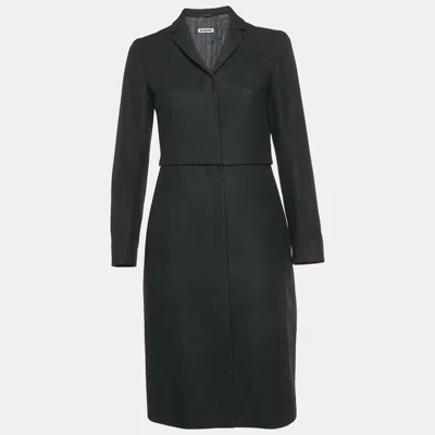 Pre-owned Jil Sander Black Wool Blend Peacoat S