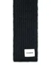 Jil Sander Black Wool Blend Scarf In Negro
