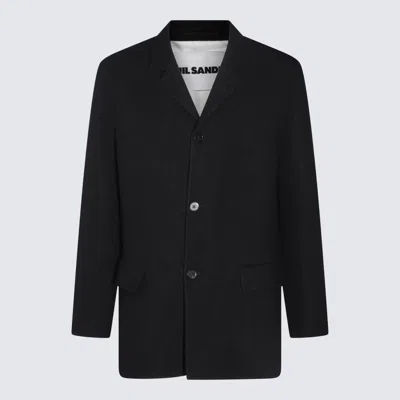 JIL SANDER BLACK WOOL CASUAL JACKET