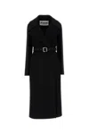 Jil Sander Wool Coat With Belted Waist And Notched Lapels In Black