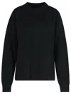 Jil Sander Wool Crew Neck Sweater With Asymmetric Detail In Black