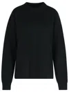 Jil Sander Wool Crew Neck Sweater With Asymmetric Detail In Black