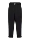 Jil Sander Men Black Wool Gabardine Belted Trousers In Black