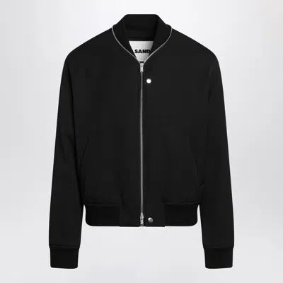 JIL SANDER JIL SANDER BLACK WOOL GABARDINE BOMBER JACKET