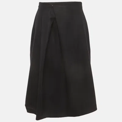 Pre-owned Jil Sander Black Wool Knit Pleated Knee Length Skirt S
