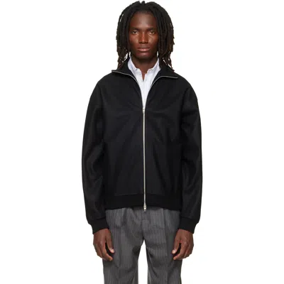 Jil Sander Black Wool Melton Zip-up Jacket