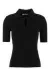 Jil Sander Short-sleeved Knit Polo Shirt In Black