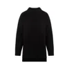 Jil Sander Wool Knit Pullover Mock Neck In Black