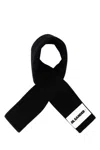 Jil Sander Rectangular Wool Scarf Soft Texture In Black