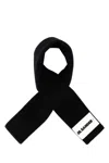 Jil Sander Rectangular Wool Scarf Soft Texture In Black