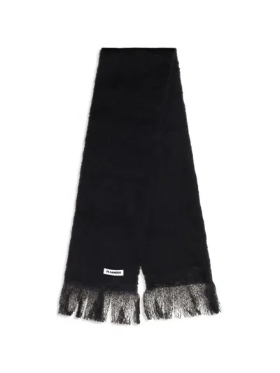 Jil Sander Wool Scarf With Logo In Black