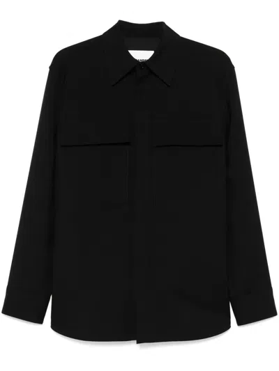 JIL SANDER JIL SANDER  BLACK WOOL SHIRT WITH POCKETS