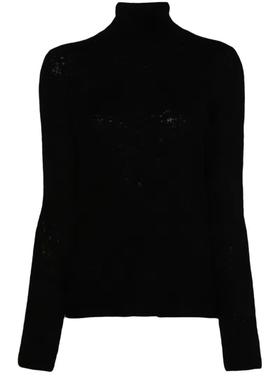 JIL SANDER BLACK WOOL SWEATER