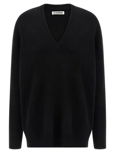 JIL SANDER BLACK WOOL SWEATER
