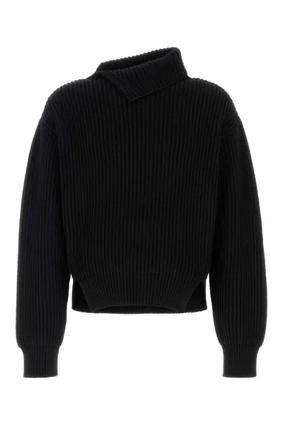 JIL SANDER BLACK WOOL SWEATER