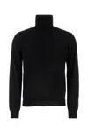 Jil Sander Blue Wool Turtleneck Sweater In Nero