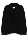 Jil Sander Black Wool Sweather With Zip Up Element In Black