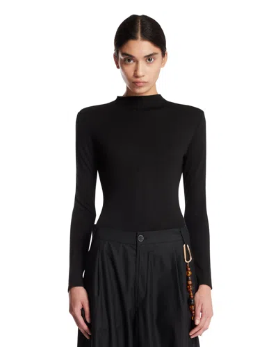 Jil Sander Black Wool Top In Black Nero   #000000