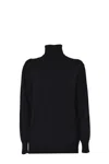 Jil Sander Black Wool Turtleneck Sweater In Black