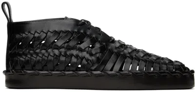 Jil Sander Black Woven Oxfords In 001 Black