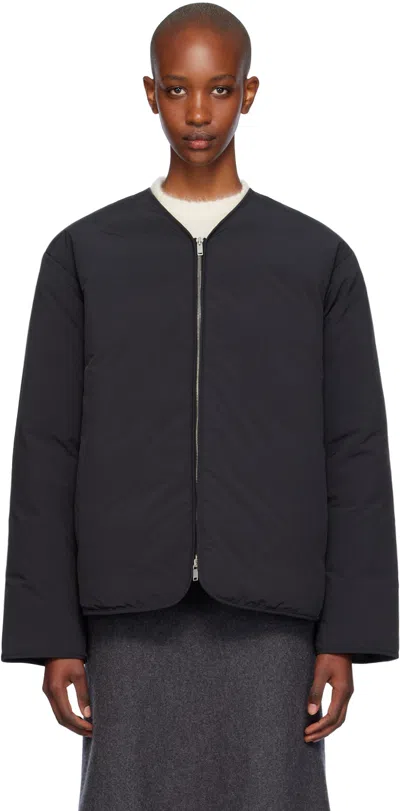 Jil Sander Black Y-neck Down Jacket In 001 Black
