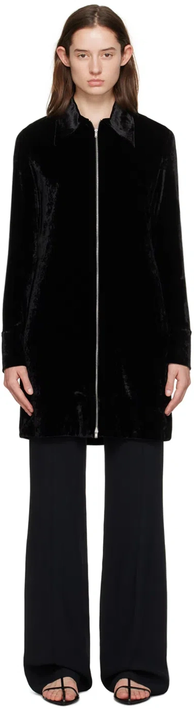 Jil Sander Black Zip Minidress In 001 Black