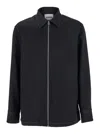 Jil Sander Black Zip-up Shirt With Contrasting Stitching In Tech Fabric Man In Black