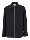 Jil Sander Black Zip-up Shirt With Contrasting Stitching In Tech Fabric Man In Black