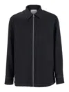 Jil Sander Black Zip-up Shirt With Contrasting Stitching In Tech Fabric Man In Black