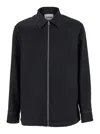 Jil Sander Black Zip-up Shirt With Contrasting Stitching In Tech Fabric Man In Black