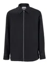 Jil Sander Black Zip-up Shirt With Contrasting Stitching In Tech Fabric Man In Multicolor