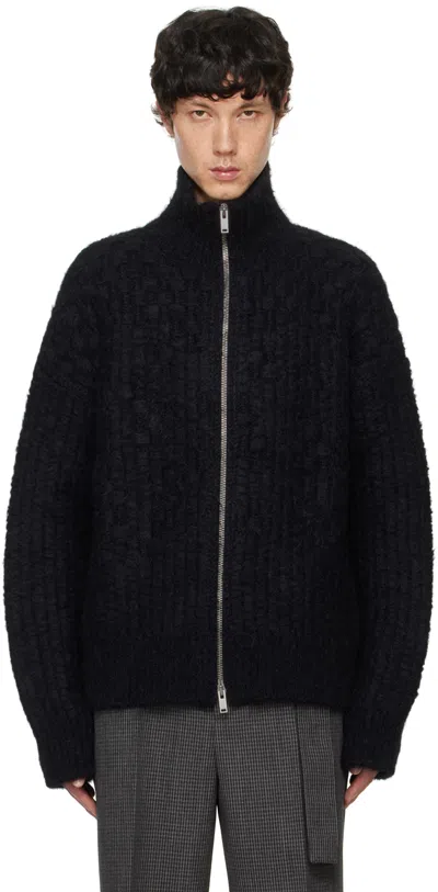 JIL SANDER BLACK ZIP-UP SWEATER