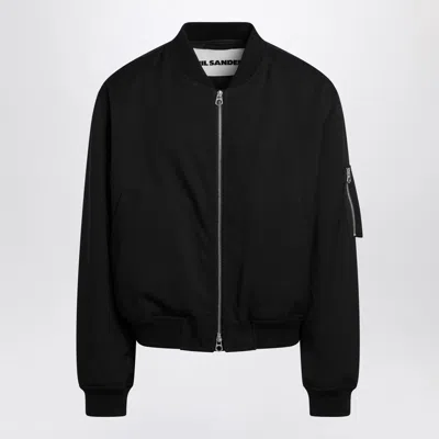 JIL SANDER BLACK ZIPPED BOMBER JACKET