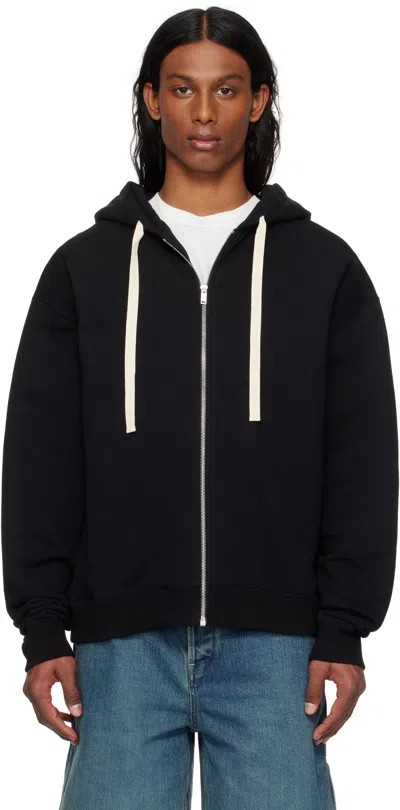 Jil Sander Black Zipped Hoodie In 001 Black