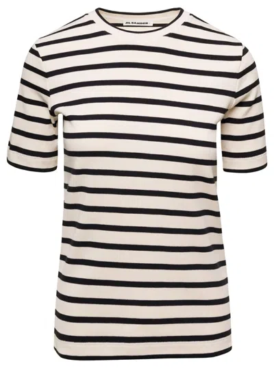 JIL SANDER JIL SANDER BLACK/WHITE AND KNITTED STRIPED T-SHIRT
