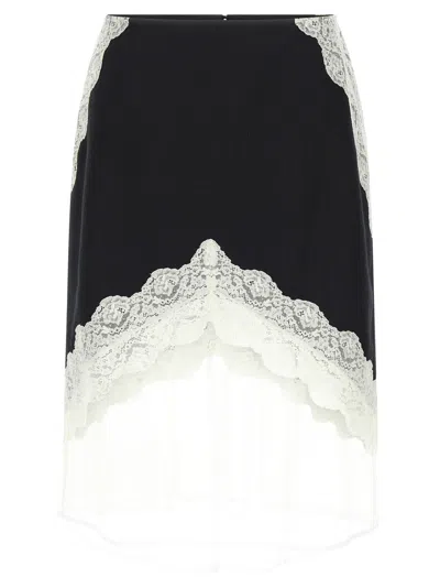 JIL SANDER BLACKWHITE ORGANZA LACE WOOL SKIRT