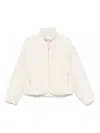 Jil Sander Textured High Collar Long Sleeve Jacket In White