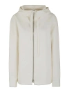 Jil Sander Boxy Fit Jacket With Hood And Drawstring In White
