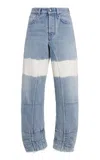 Jil Sander Cropped Bleached Paneled High-rise Tapered Jeans In Medium Wash