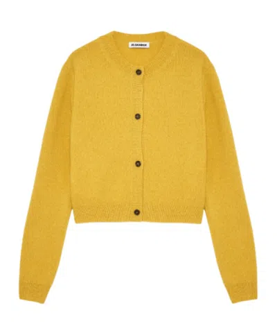Jil Sander Blend Crew-neck Cardigan In Yellow
