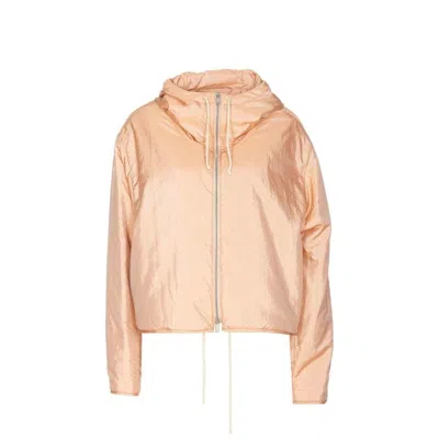 Jil Sander Blend Silk Zip-up Hooded Jacket Women In Neutral