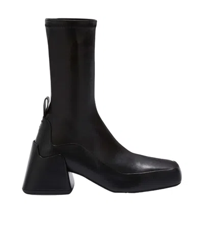 Jil Sander Block-heel Leather Boots In Black